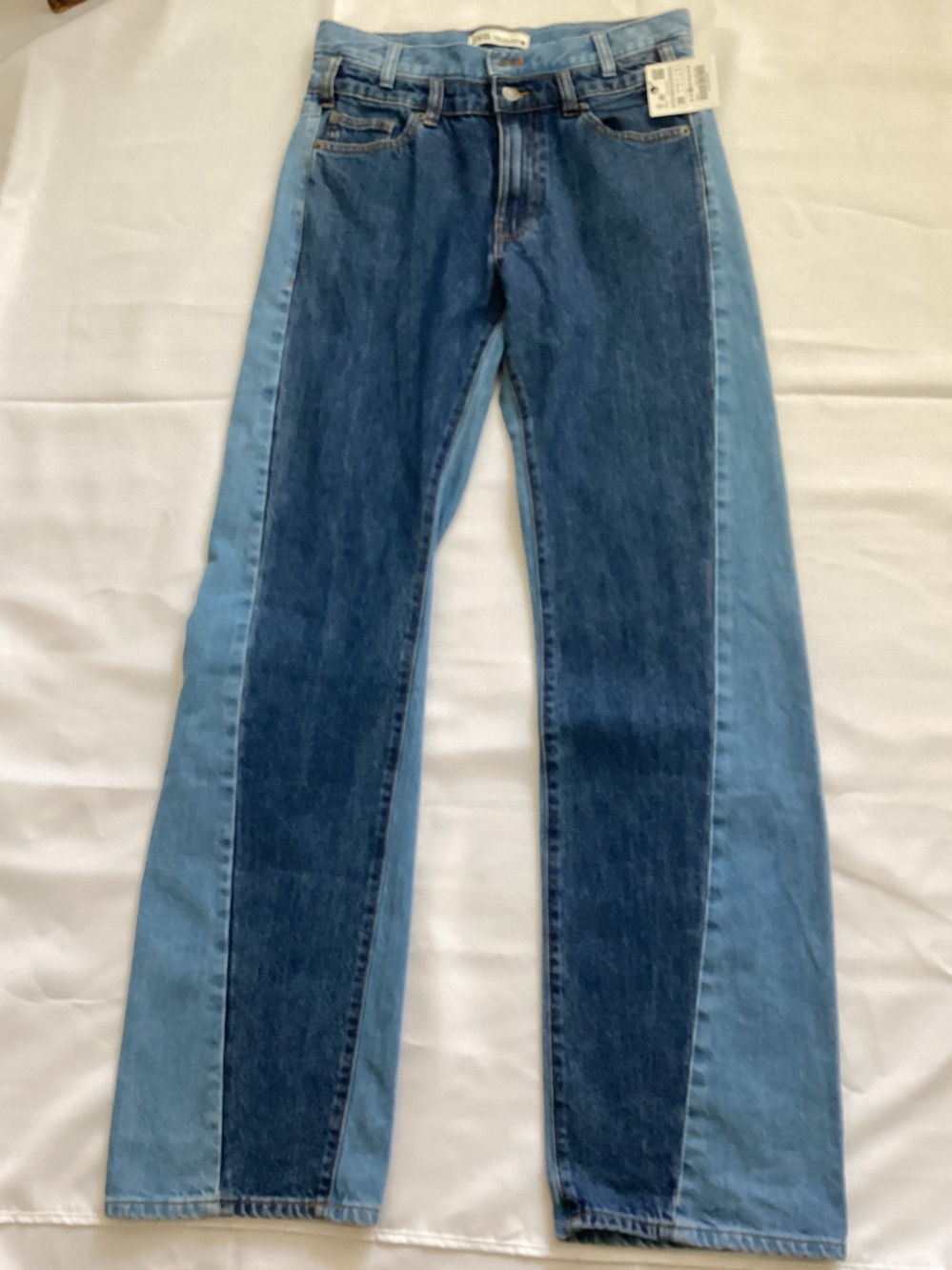 Zara Patchwork Jeans Womens Size 4 Two Tone Panel Denim Y2K Retro